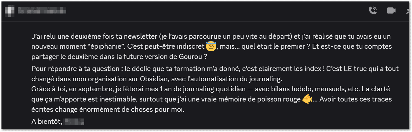 Message direct : 1 an de journaling quotidien, les index ont tout changé