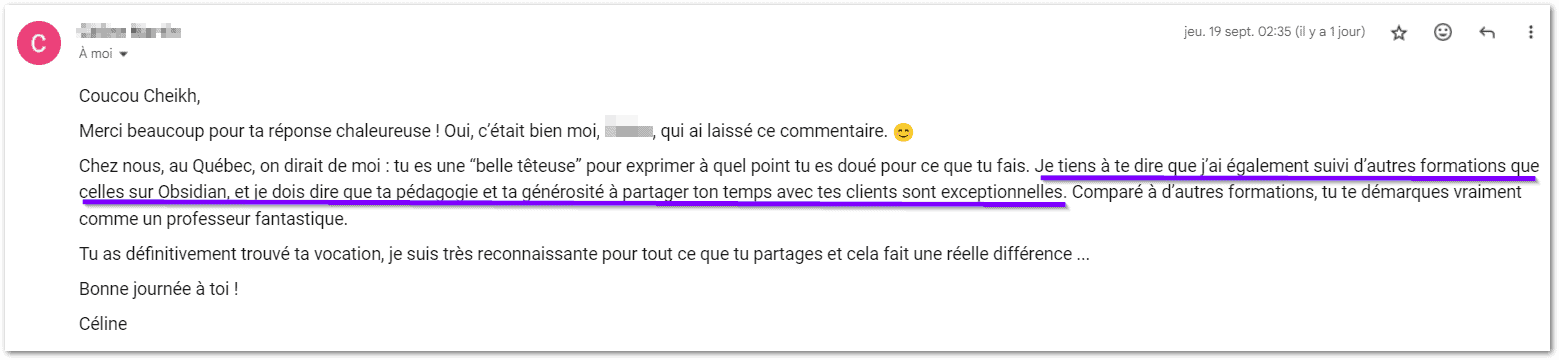 Retour d'un·e apprenant·e sur la pédagogie de Cheikh N'Diaye