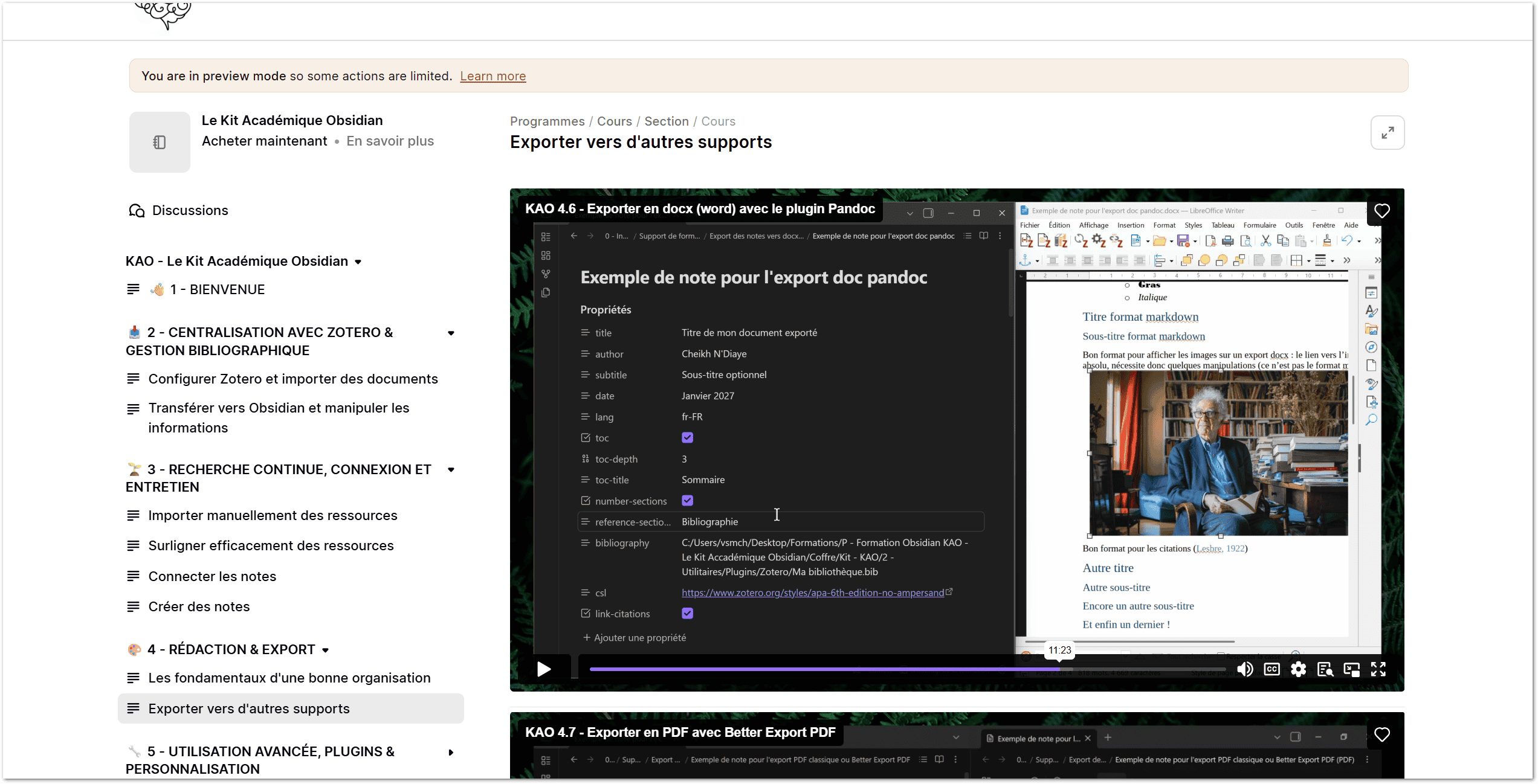 Export des notes en document Word avec Pandoc et bibliographie automatique